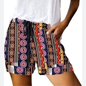 NWOT Beach Inc Geometric Aztec Flowy shorts size 6